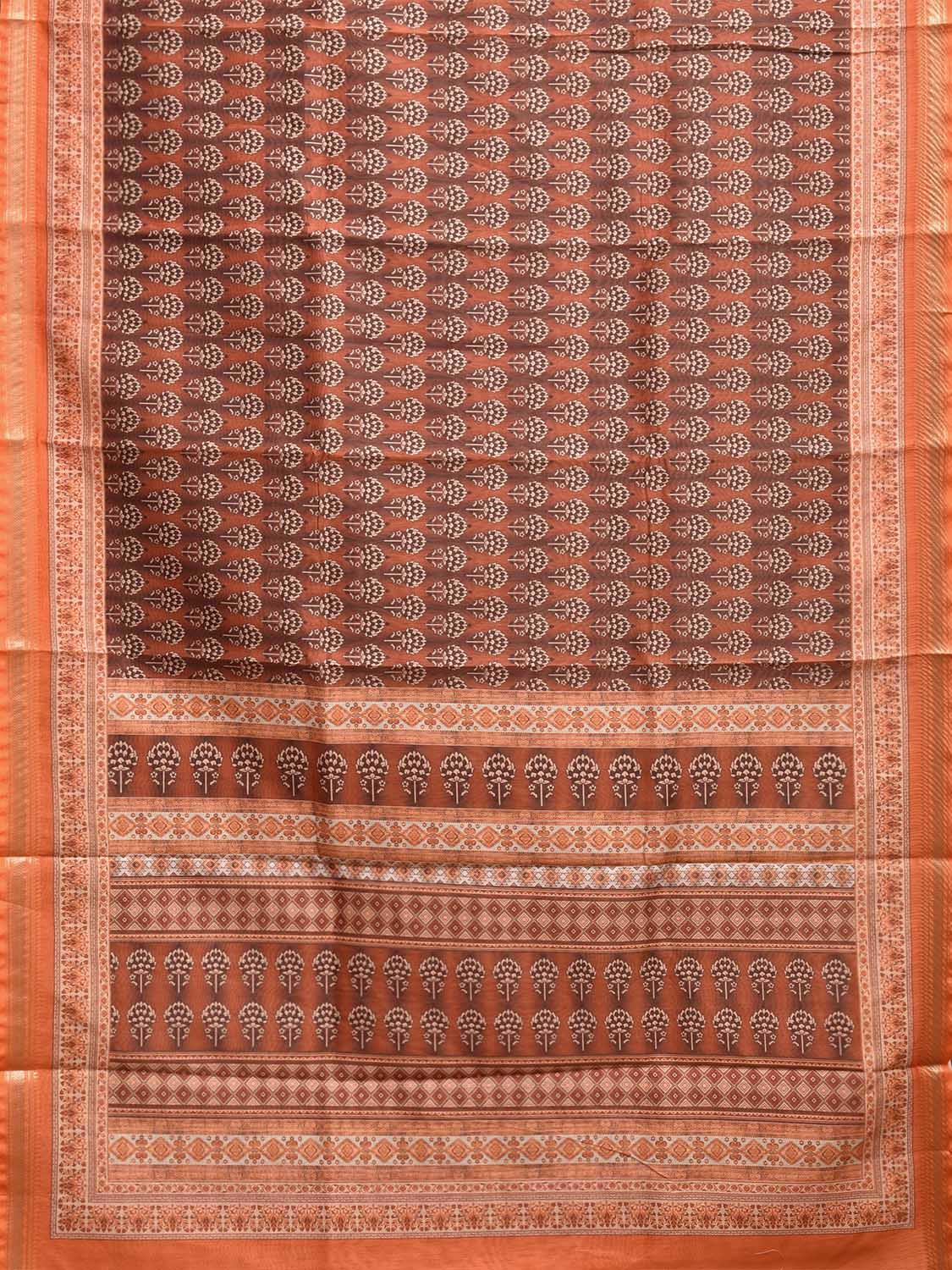 Orange Bamboo Cotton Saree with All Over Digital Print Design bc0788