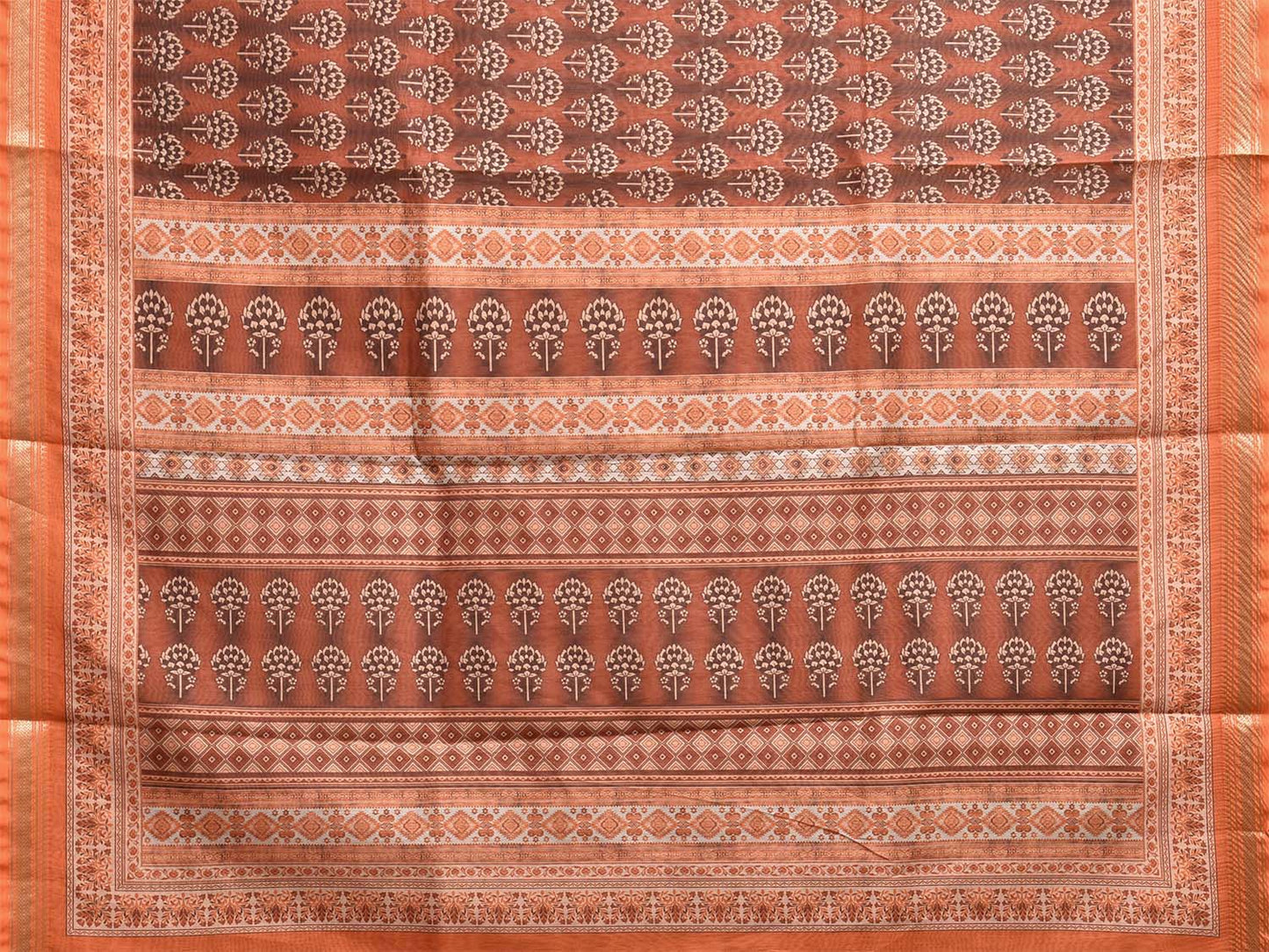 Orange Bamboo Cotton Saree with All Over Digital Print Design bc0788