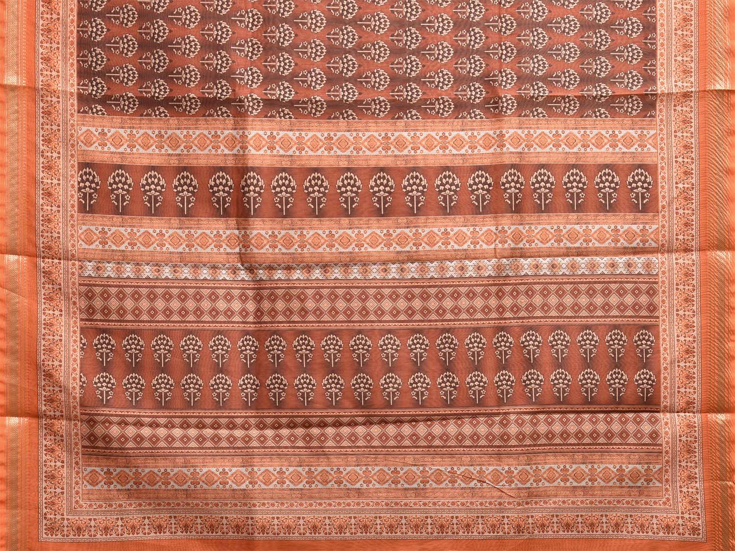 Orange Bamboo Cotton Saree with All Over Digital Print Design bc0788