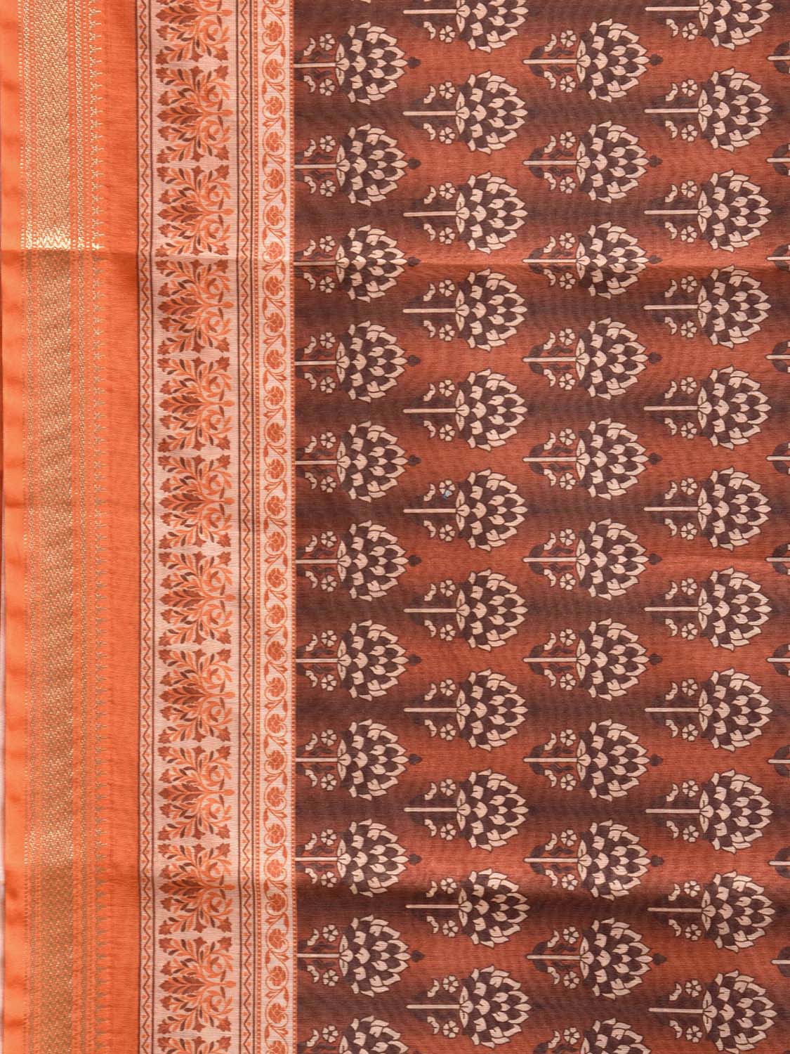 Orange Bamboo Cotton Saree with All Over Digital Print Design bc0788