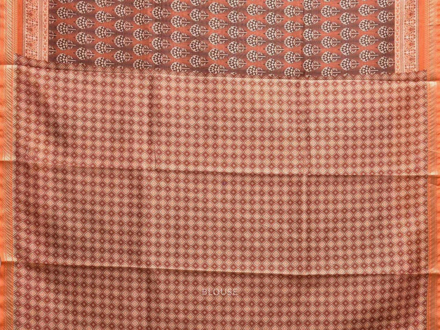 Orange Bamboo Cotton Saree with All Over Digital Print Design bc0788