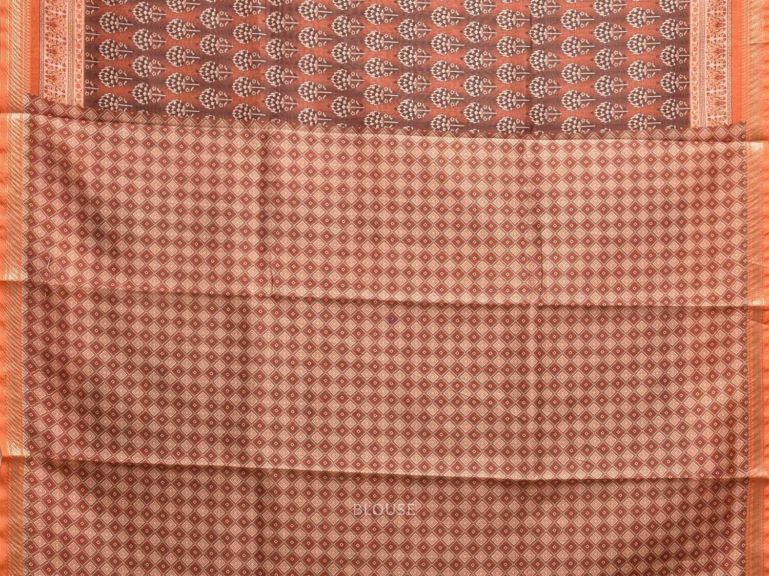 Orange Bamboo Cotton Saree with All Over Digital Print Design bc0788