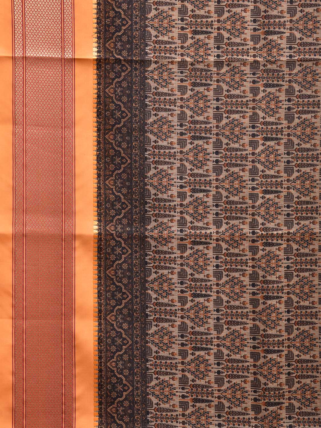 Orange Bamboo Cotton Saree with Digital Print Design bc0760