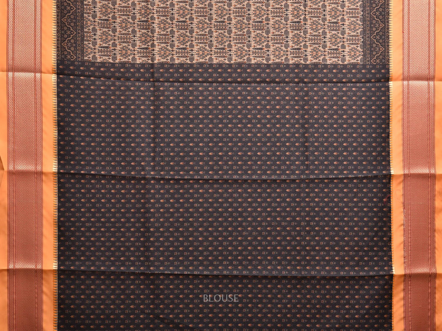 Orange Bamboo Cotton Saree with Digital Print Design bc0760