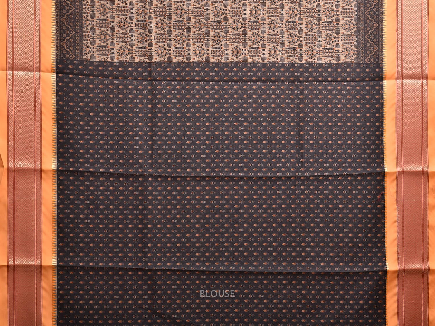 Orange Bamboo Cotton Saree with Digital Print Design bc0760