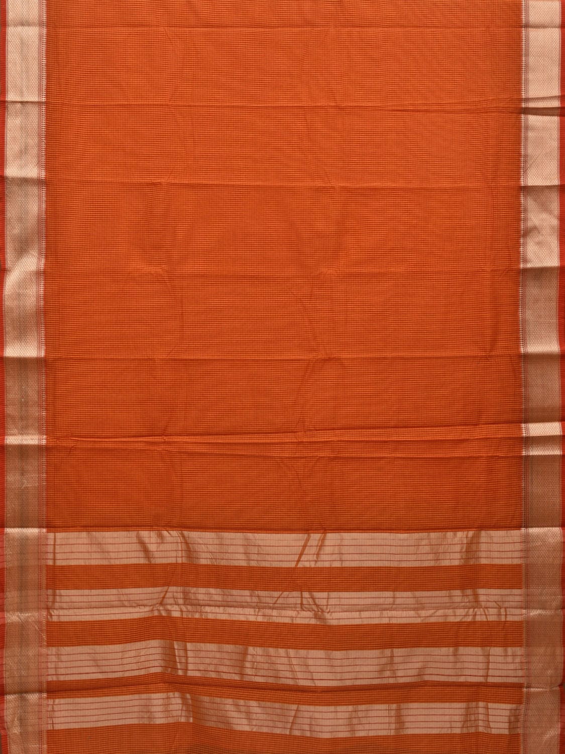 Orange Bamboo Cotton Saree with Small Checks Design No Blouse o0361