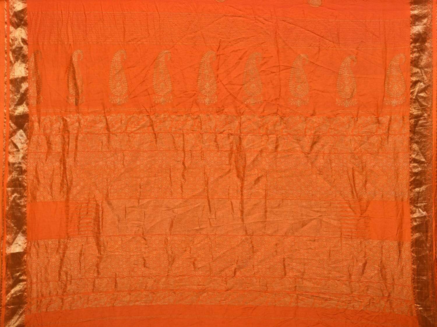 Orange Bandhani Kanchipuram Silk Handloom Saree with Small Buta Design bn0297