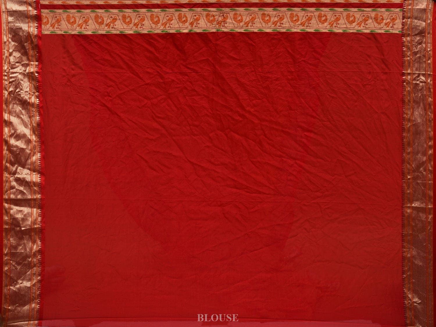 Orange Bandhani Paithani Silk Handloom Saree with Peacocks Pallu Design bn0375
