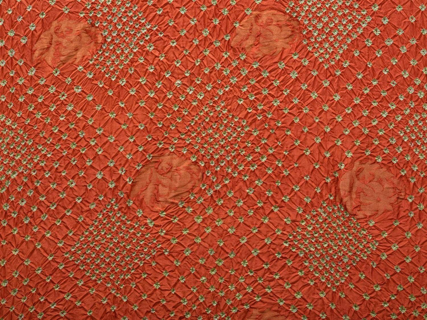 Orange Bandhani Uppada Silk Handloom Saree with Nilambari Buta Design bn0307