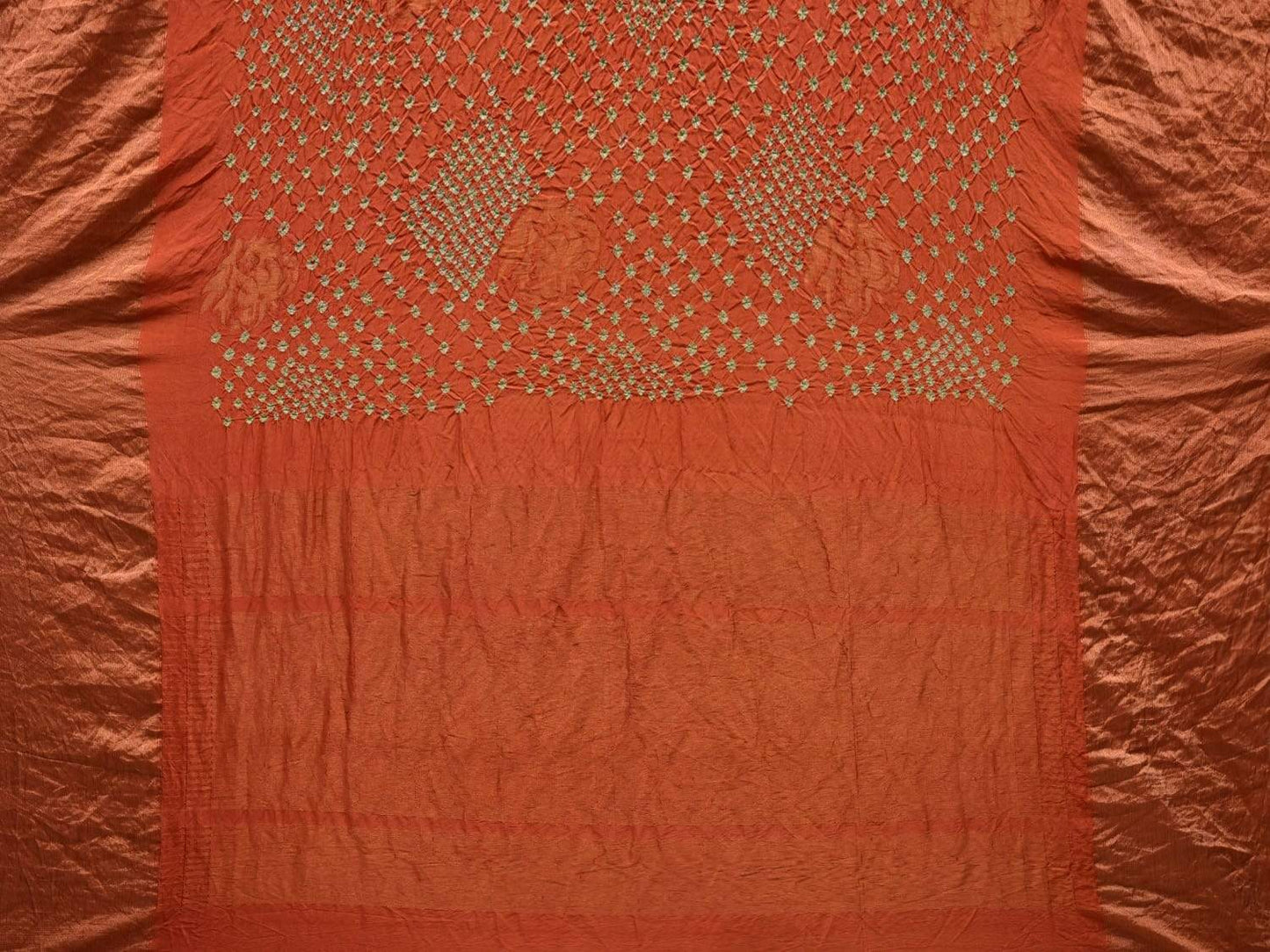 Orange Bandhani Uppada Silk Handloom Saree with Nilambari Buta Design bn0307