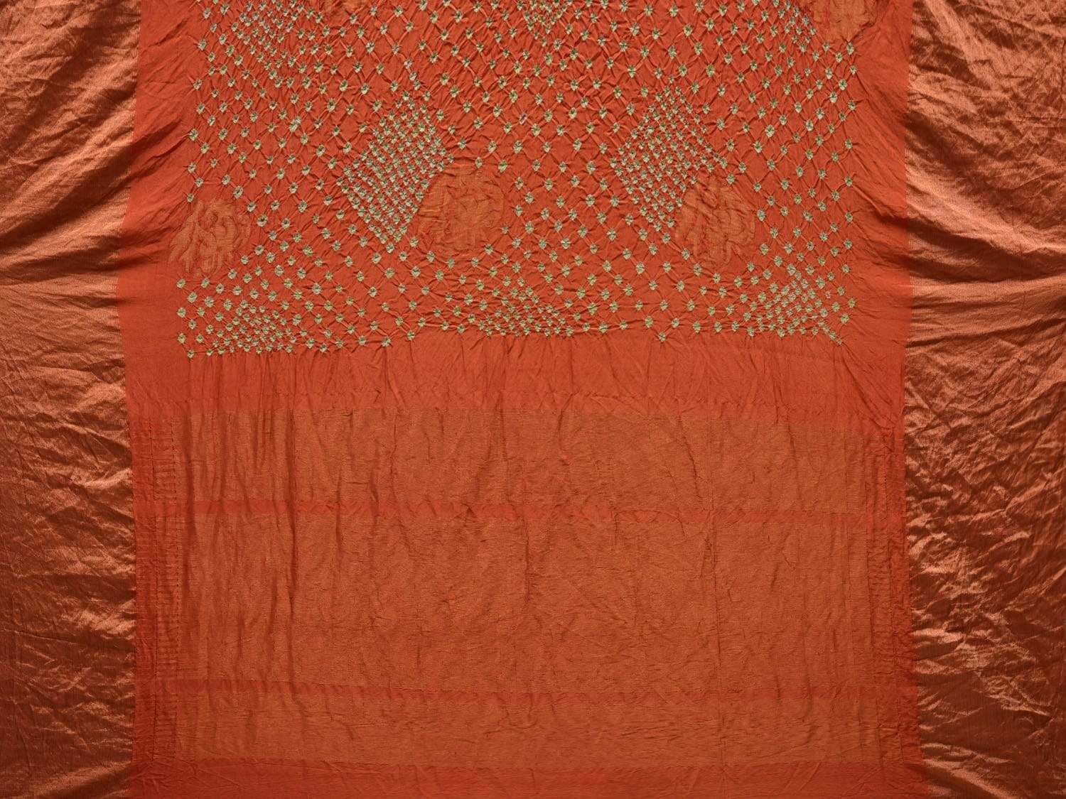 Orange Bandhani Uppada Silk Handloom Saree with Nilambari Buta Design bn0307