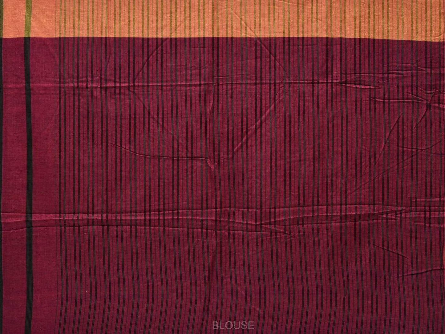 Orange Cotton Handloom Saree with Strips Design o0281