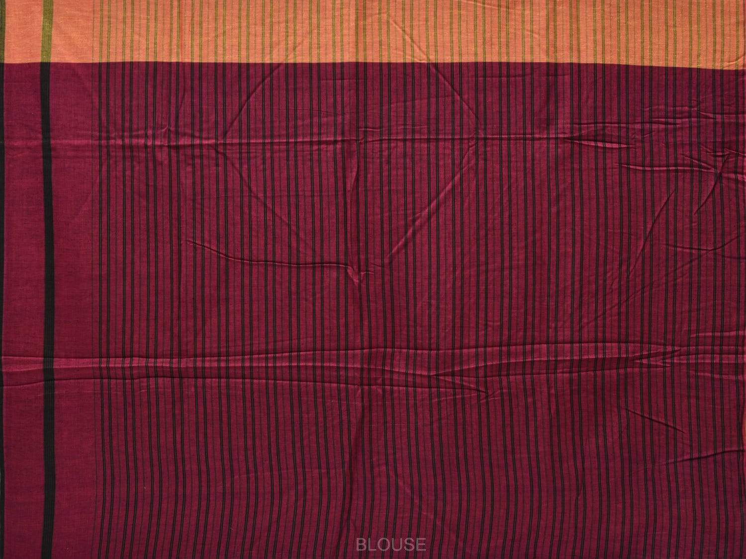 Orange Cotton Handloom Saree with Strips Design o0281