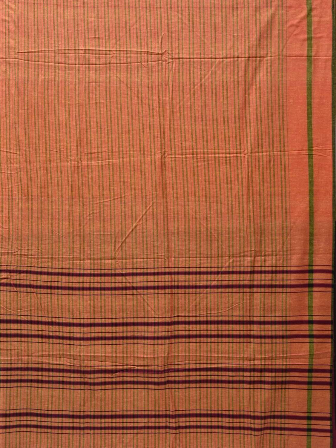 Orange Cotton Handloom Saree with Strips Design o0281