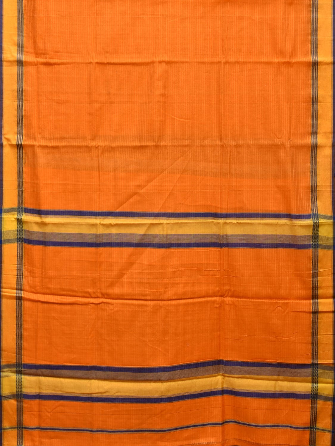 Orange Cotton Saree with Strips Body and Border Design o0464