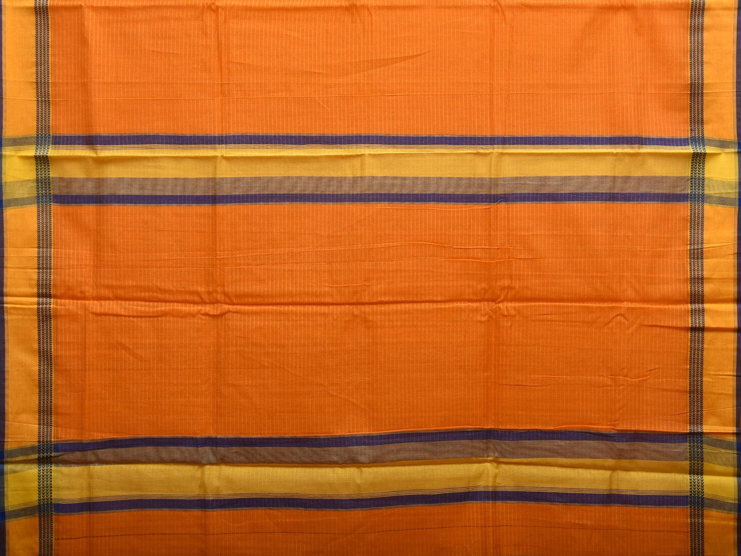 Orange Cotton Saree with Strips Body and Border Design o0464