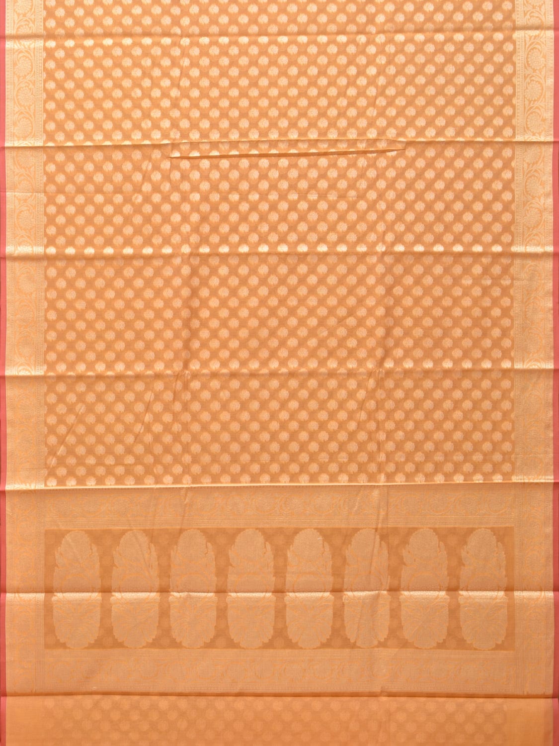 Orange Cut Work Cotton Silk Saree with All Over Banaras Design o0394