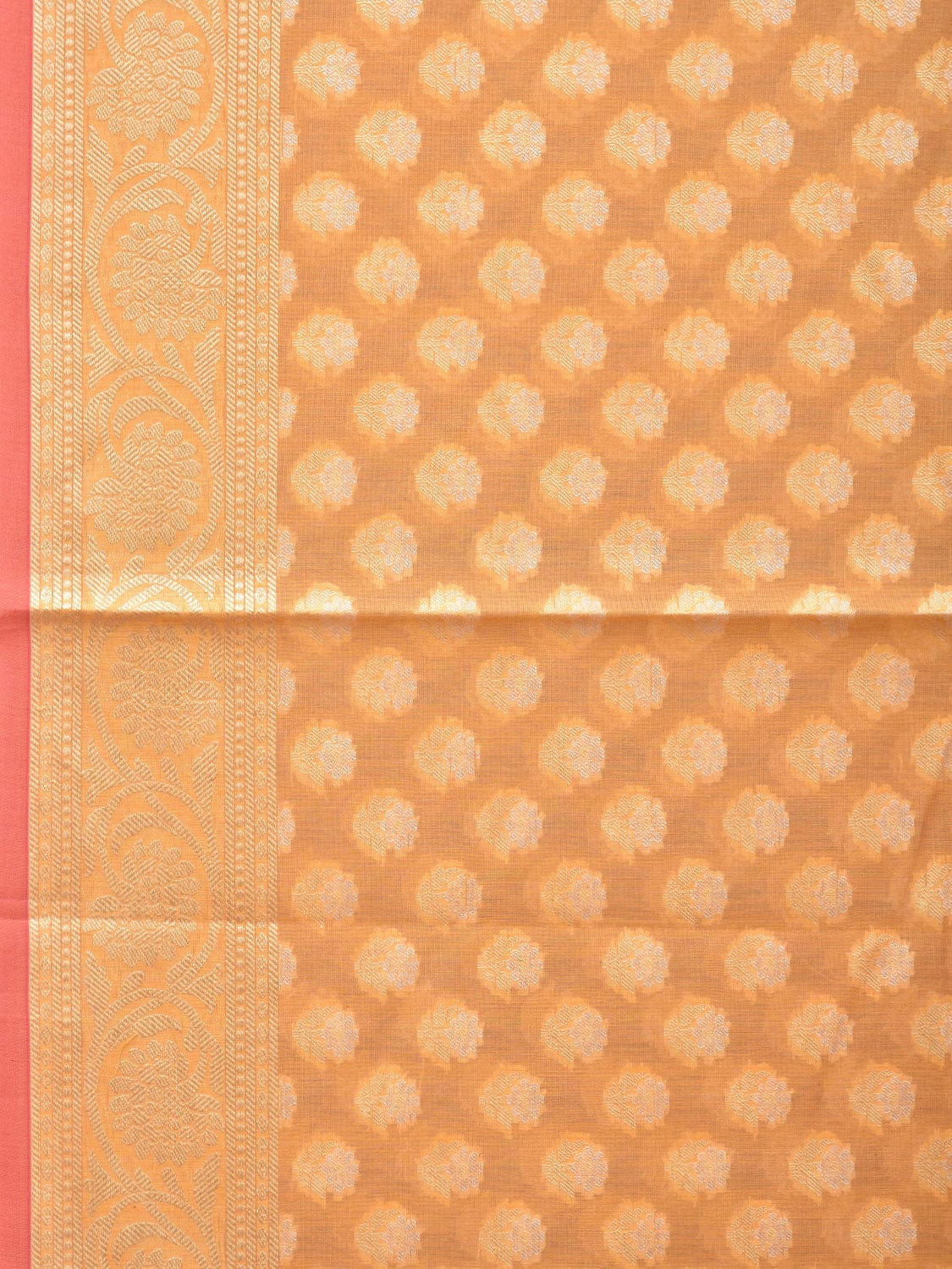 Orange Cut Work Cotton Silk Saree with All Over Banaras Design o0394