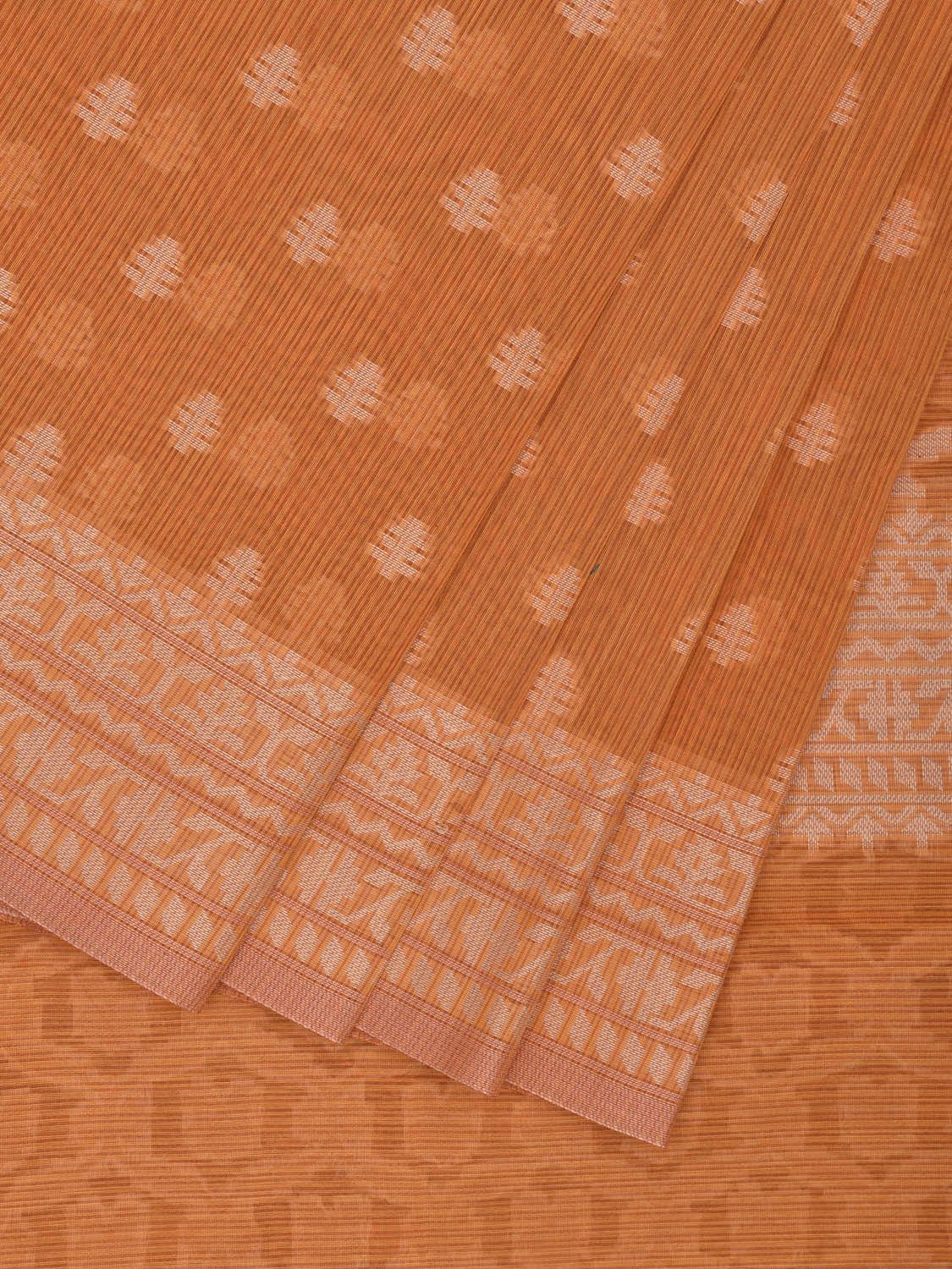 Orange Dhakai Jamdani Cotton Viscose Saree with Border and Pallu Design dj0077