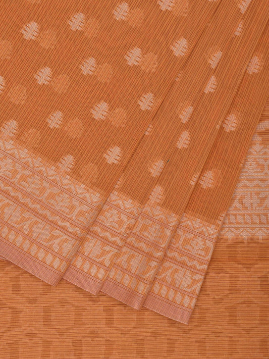 Orange Dhakai Jamdani Cotton Viscose Saree with Border and Pallu Design dj0077