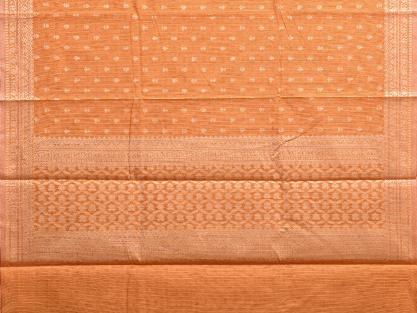 Orange Dhakai Jamdani Cotton Viscose Saree with Border and Pallu Design dj0077