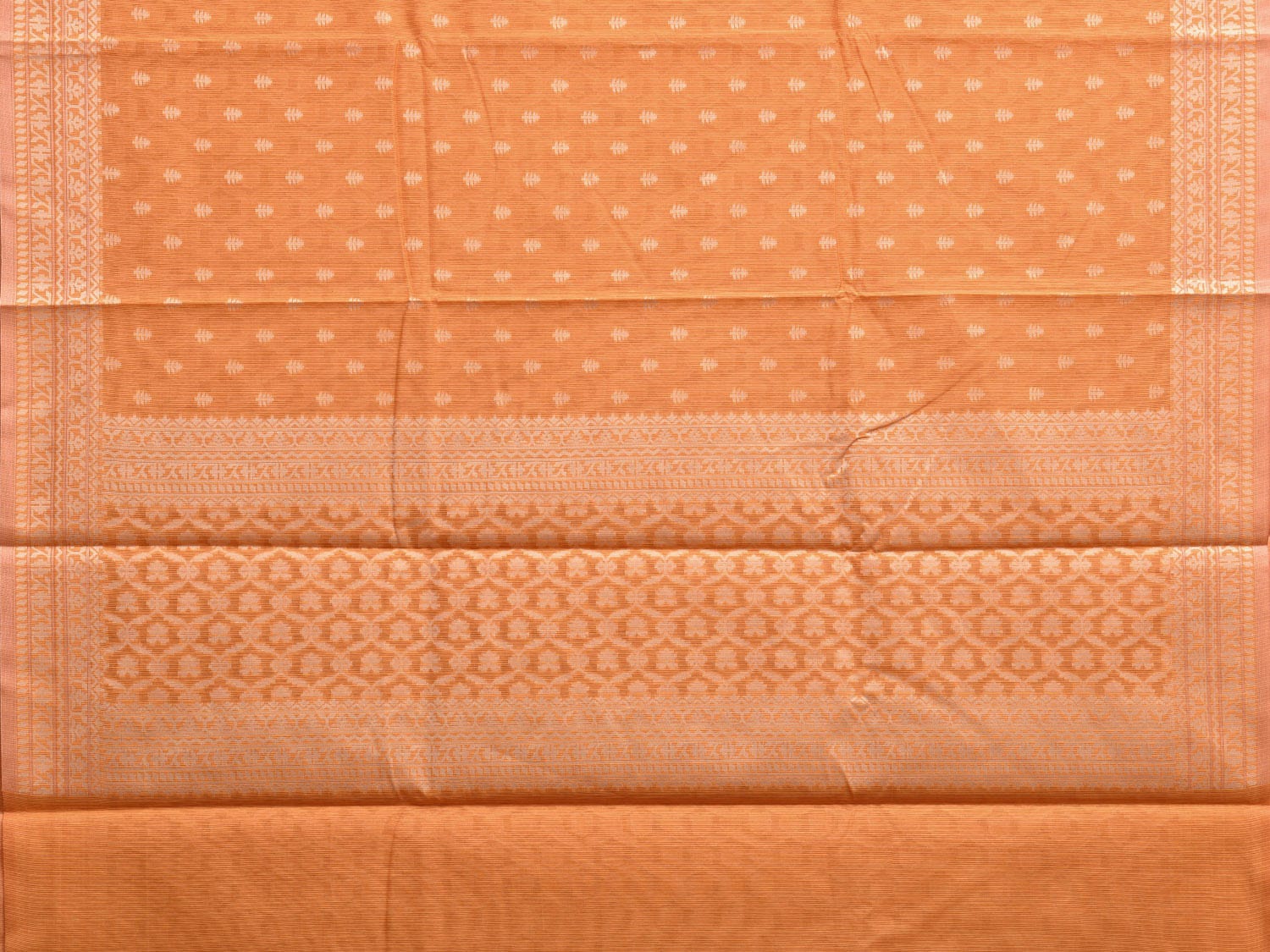 Orange Dhakai Jamdani Cotton Viscose Saree with Border and Pallu Design dj0077