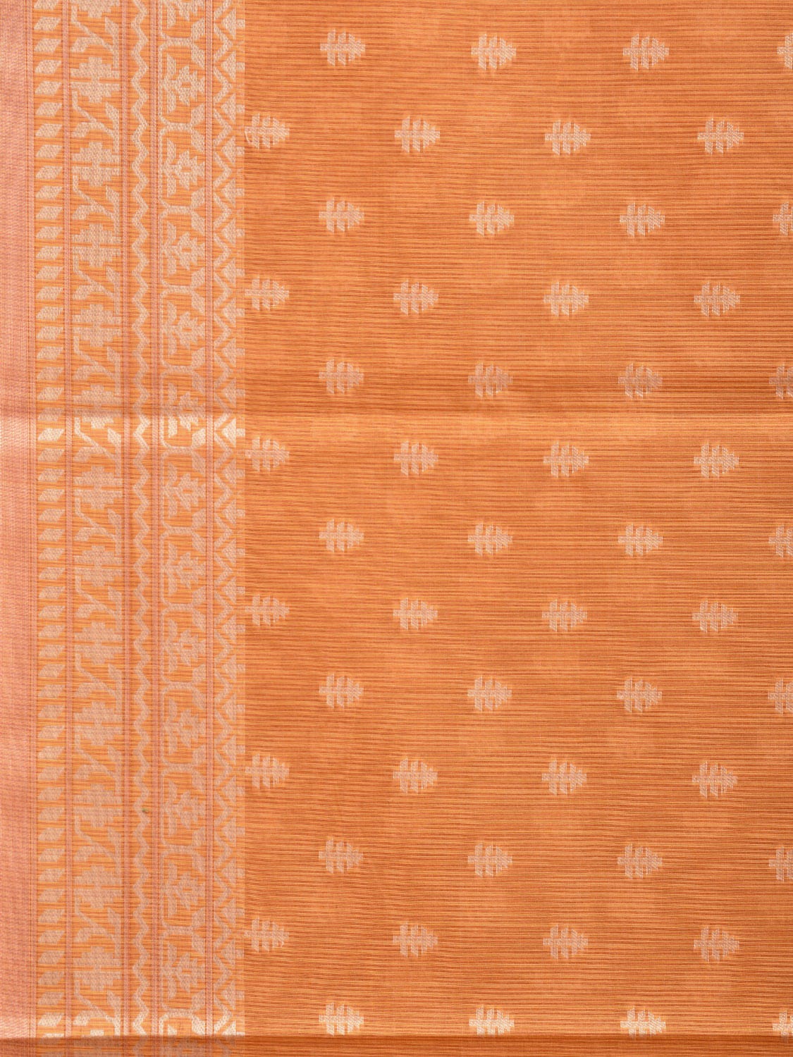 Orange Dhakai Jamdani Cotton Viscose Saree with Border and Pallu Design dj0077