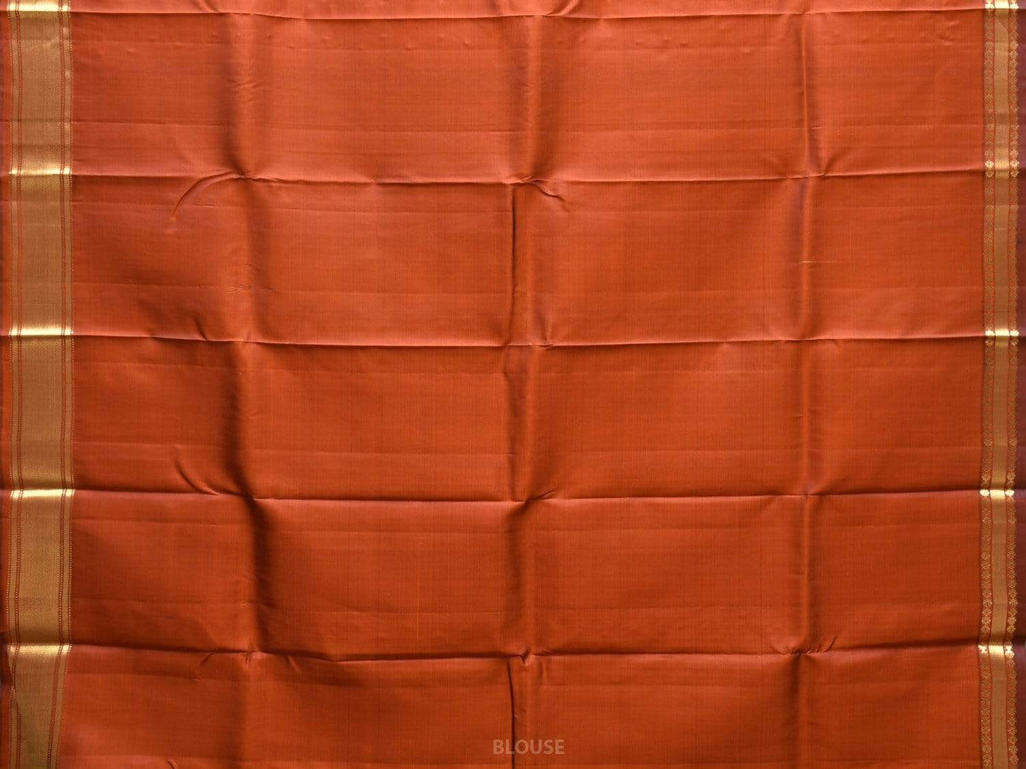 Orange Gadwal Silk Handloom Plain Saree with Zari Strips Pallu Design g0270