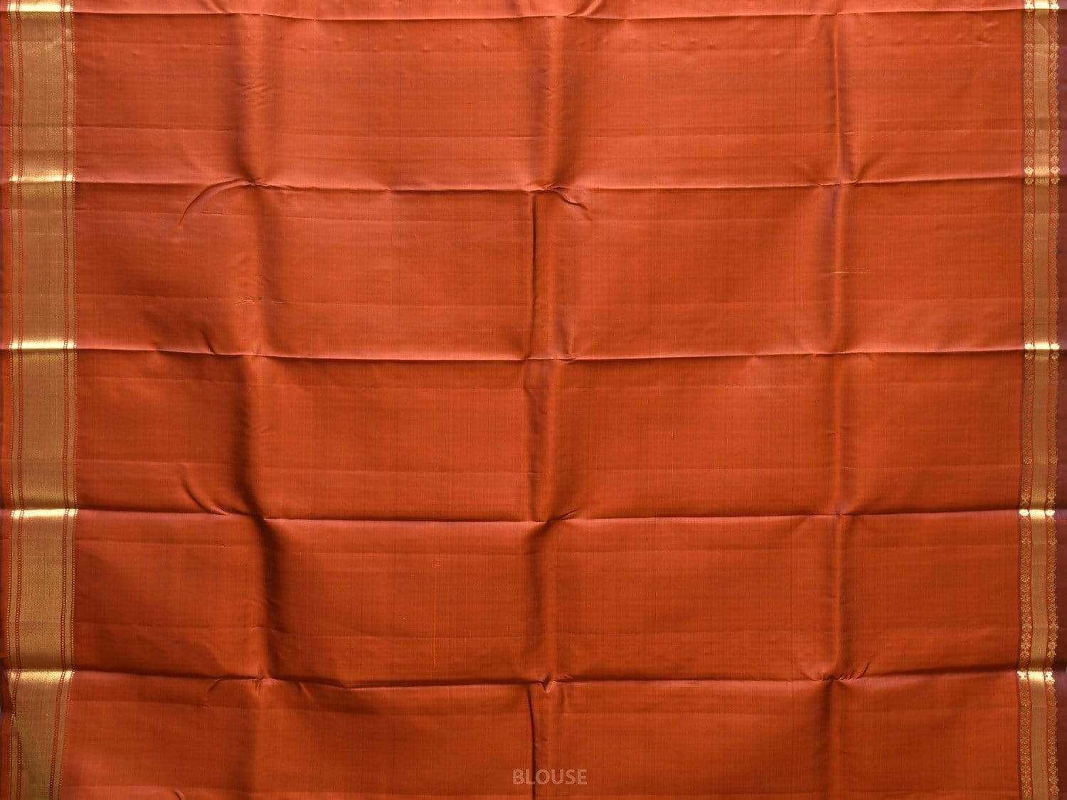 Orange Gadwal Silk Handloom Plain Saree with Zari Strips Pallu Design g0270