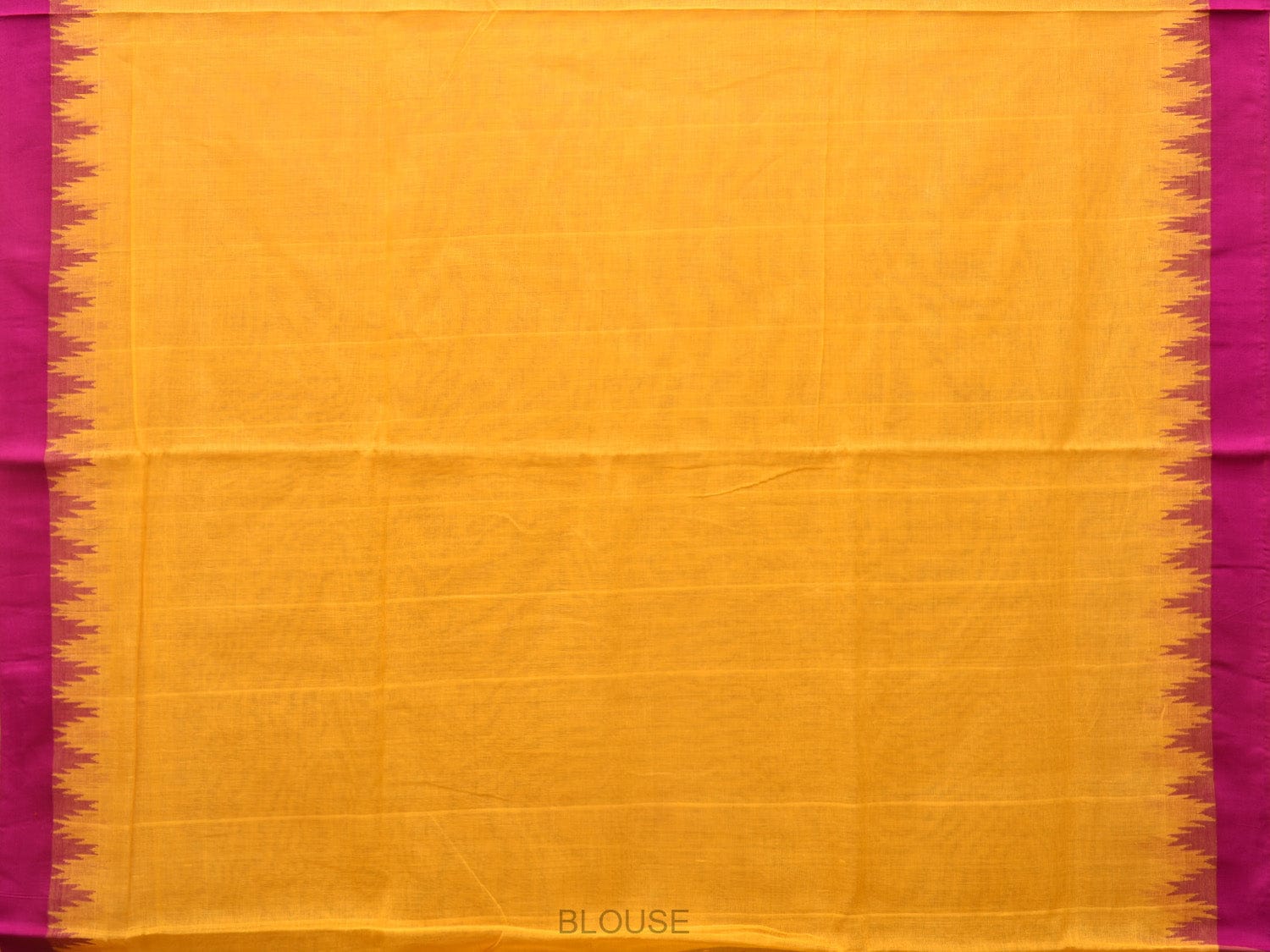 Orange Green Khadi Cotton Handloom Plain Saree with Temple Border Design kh0638