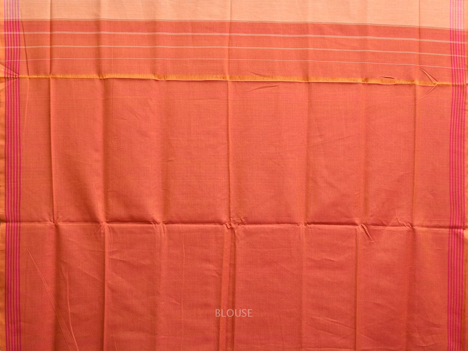 Orange Ikat Cotton Handloom Saree with Border and Pallu Design i0886
