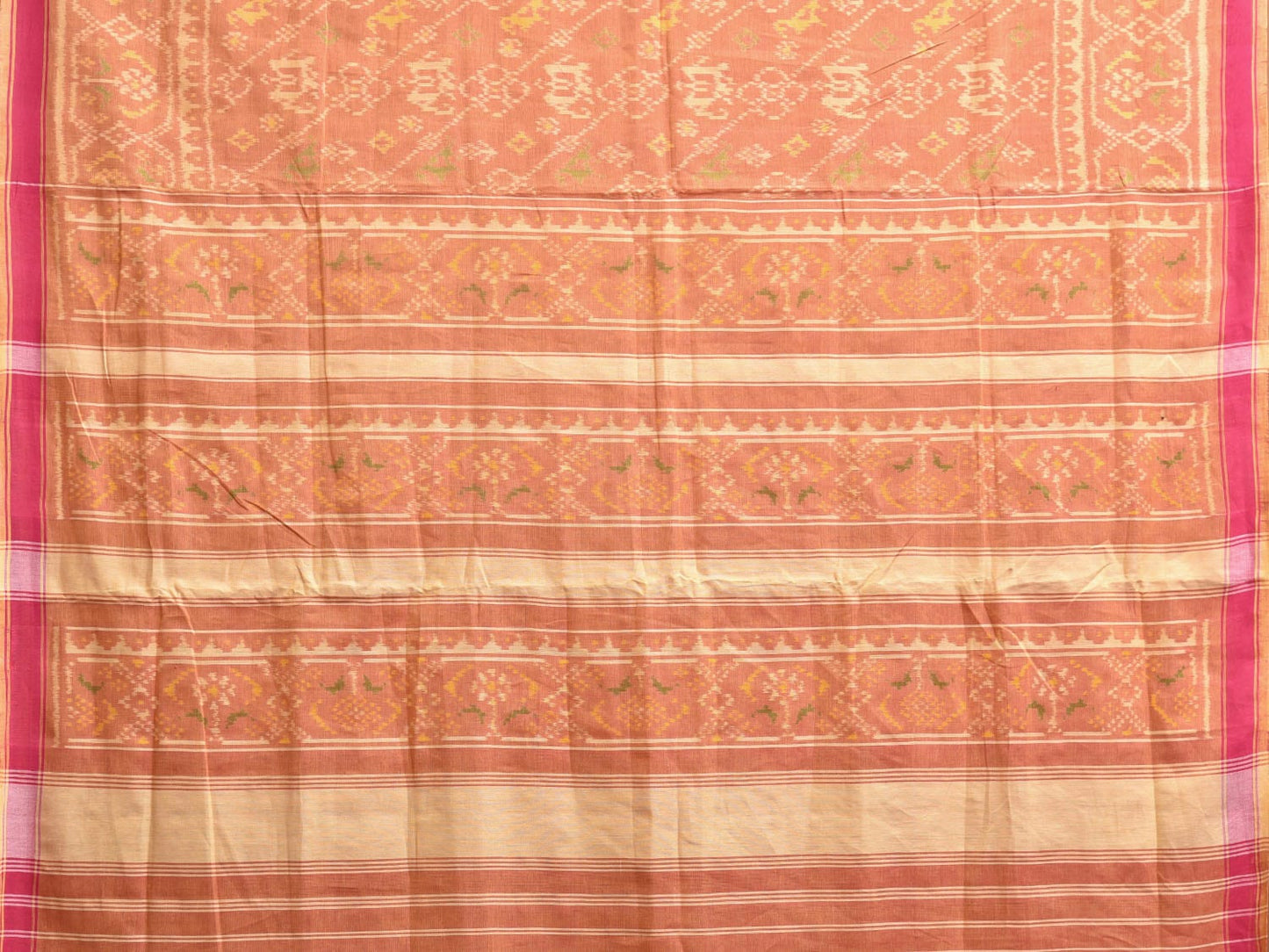 Orange Ikat Cotton Saree with All Over and Border Design i0916