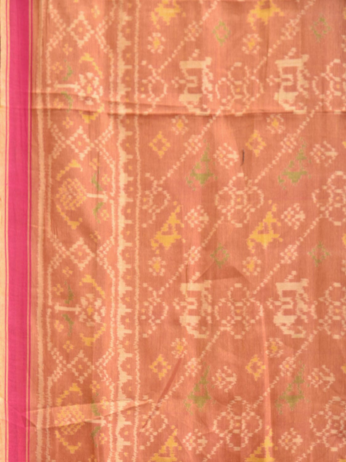 Orange Ikat Cotton Saree with All Over and Border Design i0916