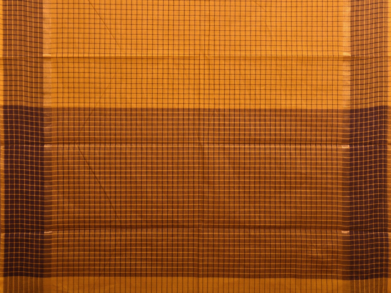 Orange Kanchipuram Cotton Handloom Saree with Checks Design k0568