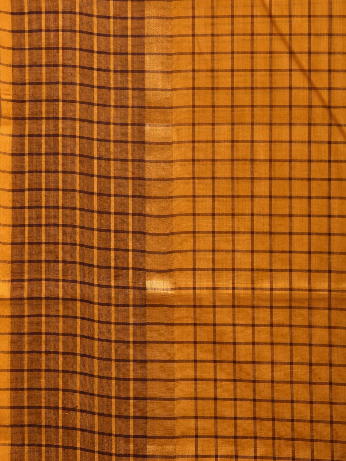 Orange Kanchipuram Cotton Handloom Saree with Checks Design k0568