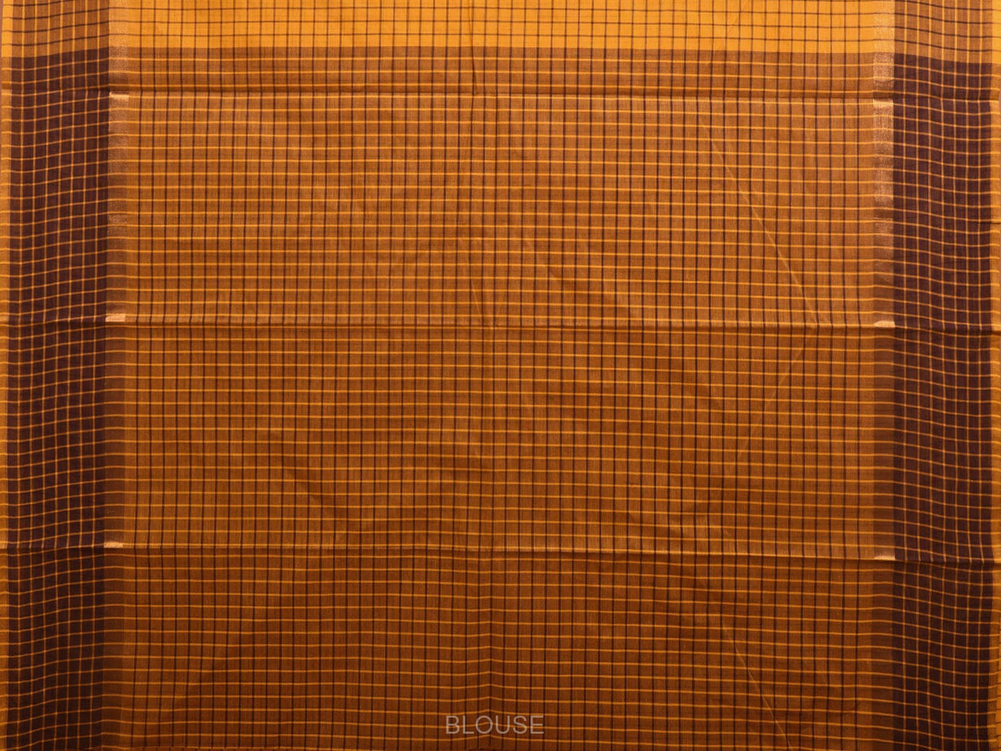 Orange Kanchipuram Cotton Handloom Saree with Checks Design k0568