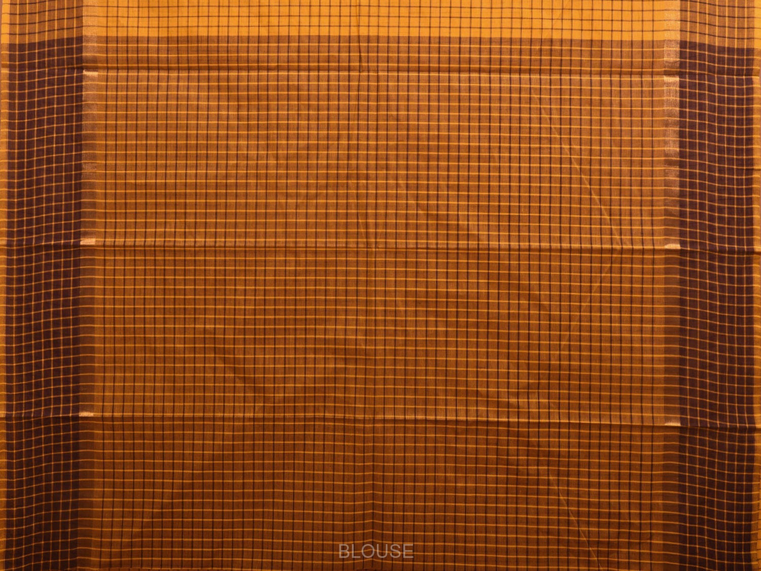 Orange Kanchipuram Cotton Handloom Saree with Checks Design k0568