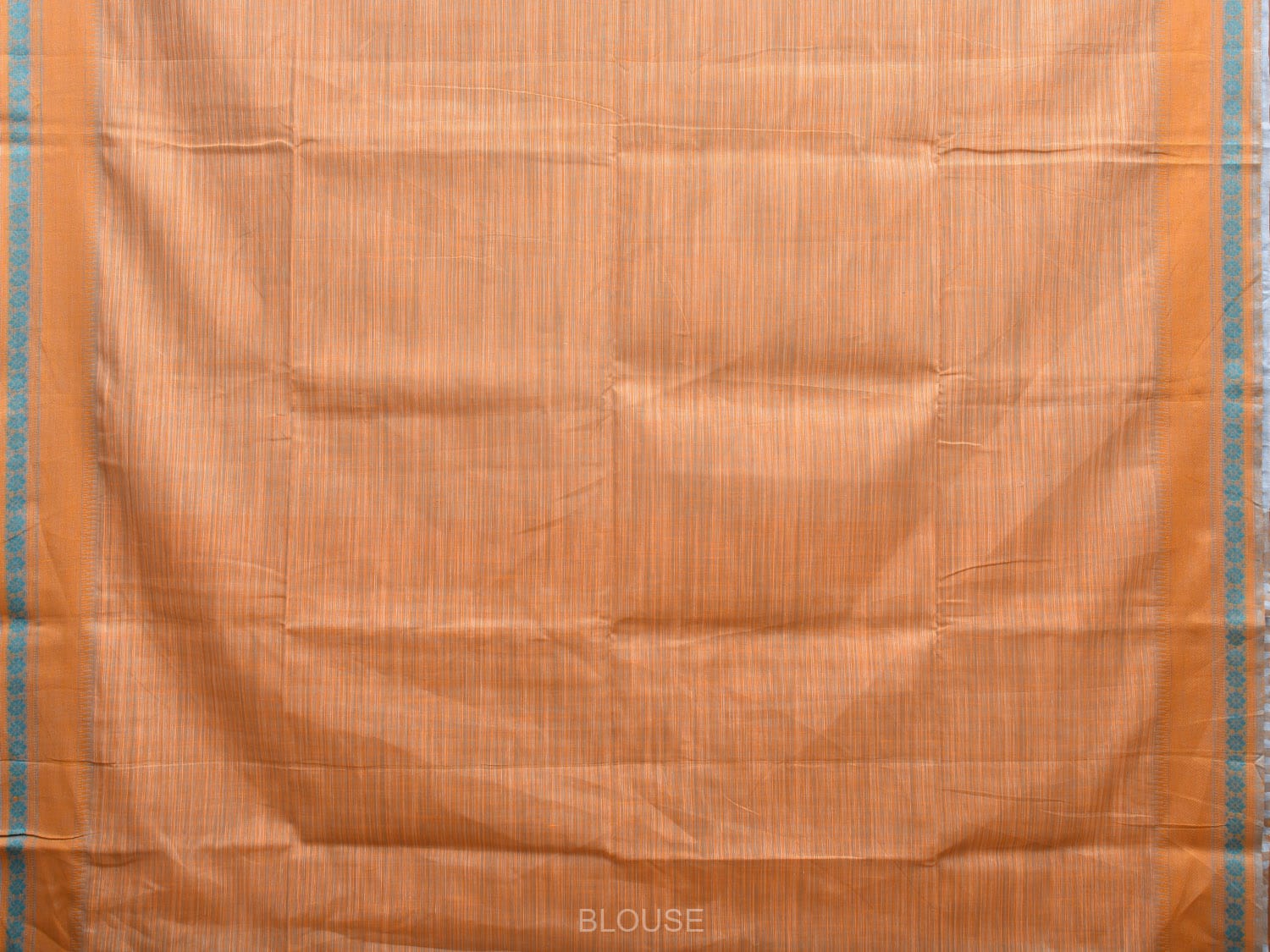 Orange Kanchipuram Cotton Handloom Saree with Strips and Border Design k0584