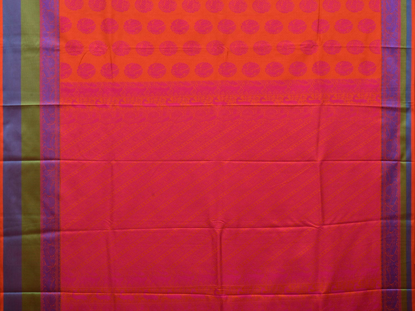Orange Kanchipuram Silk Handloom Saree with All Over Buta Design k0518