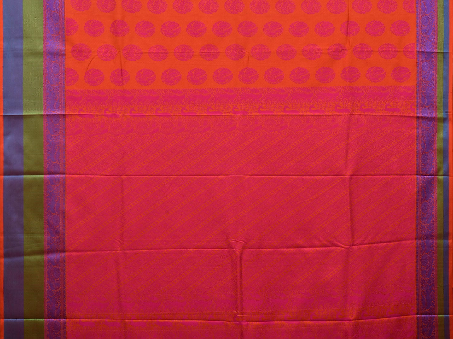 Orange Kanchipuram Silk Handloom Saree with All Over Buta Design k0518