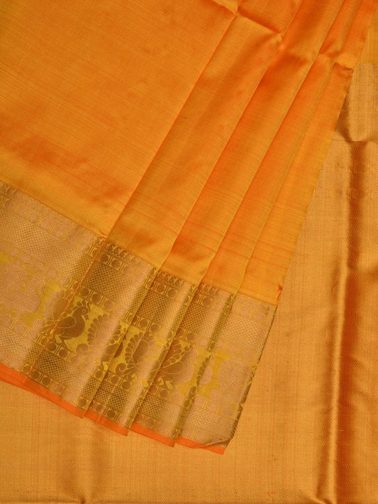 Orange Kanchipuram Silk Handloom Saree with Border Design Design k0520