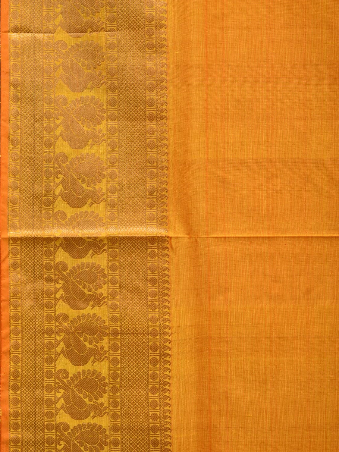 Orange Kanchipuram Silk Handloom Saree with Border Design Design k0520
