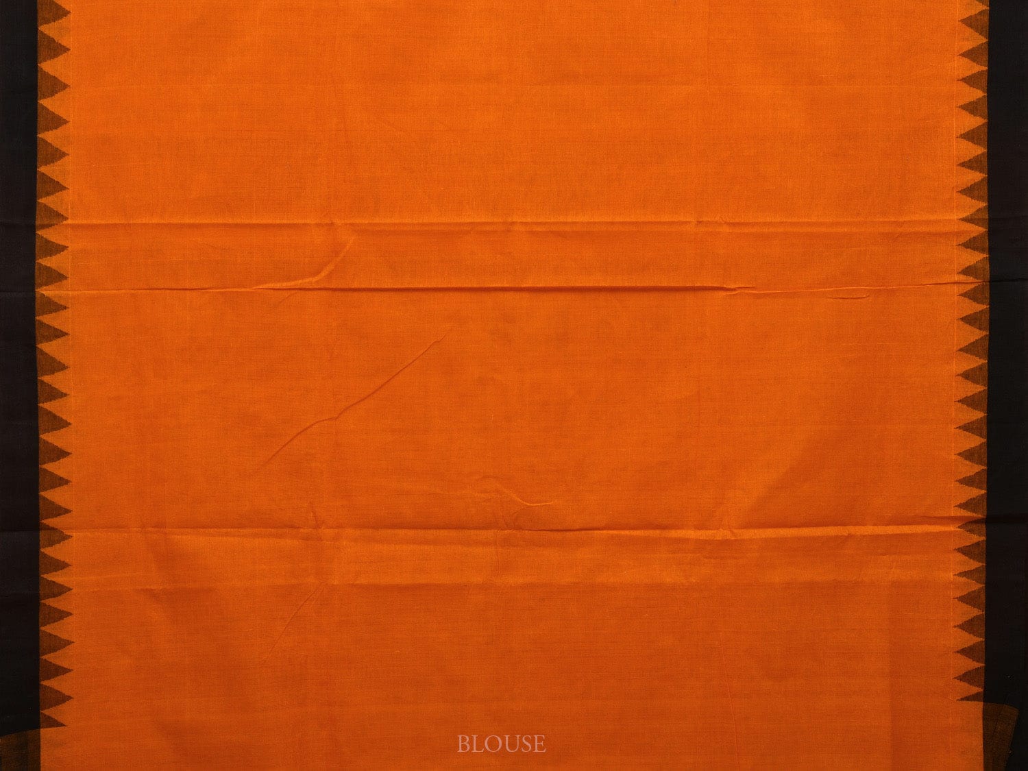 Orange Khadi Cotton Handloom Plain Saree with Temple Border Design kh0562