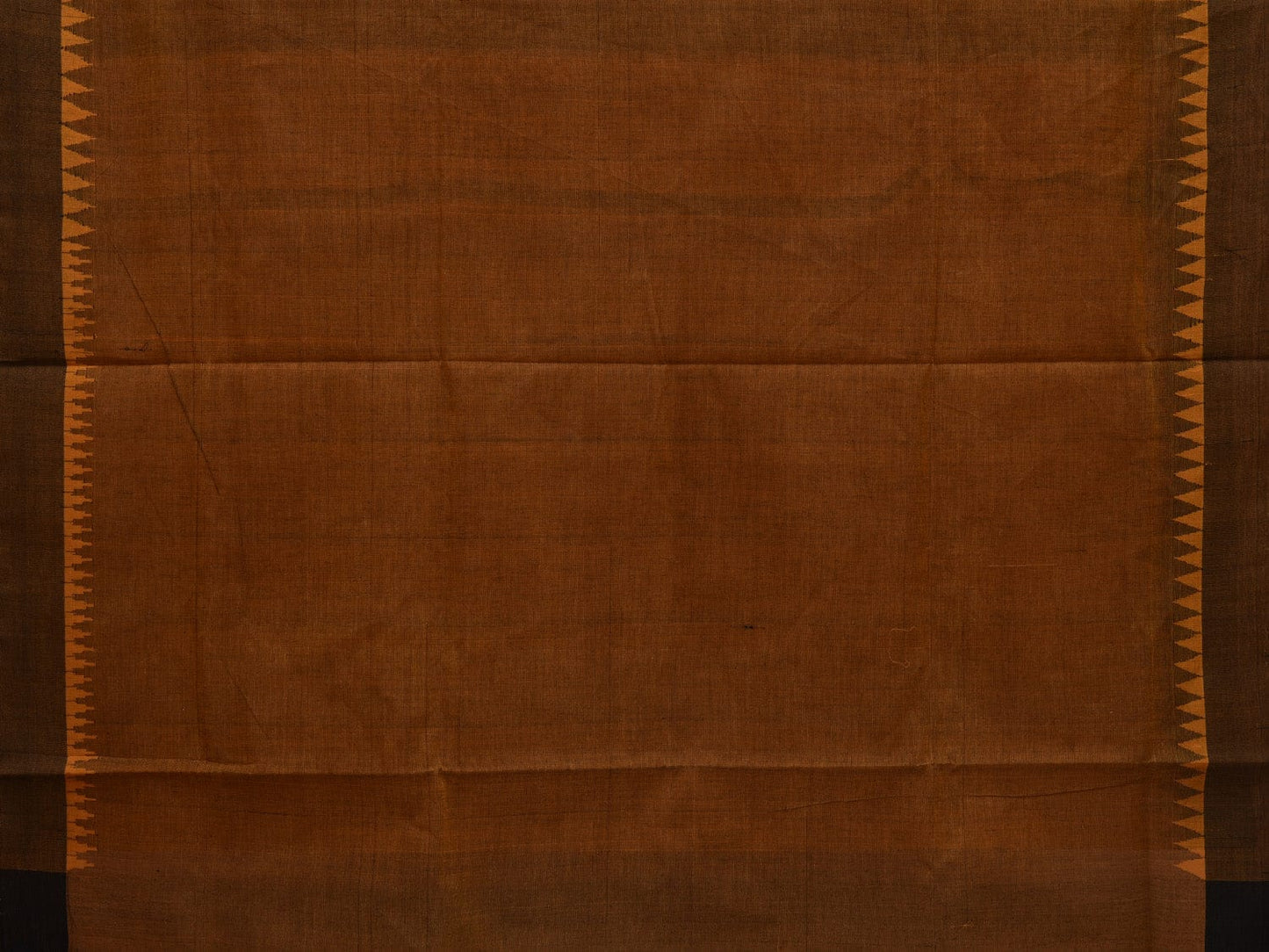 Orange Khadi Cotton Handloom Plain Saree with Temple Border Design kh0565