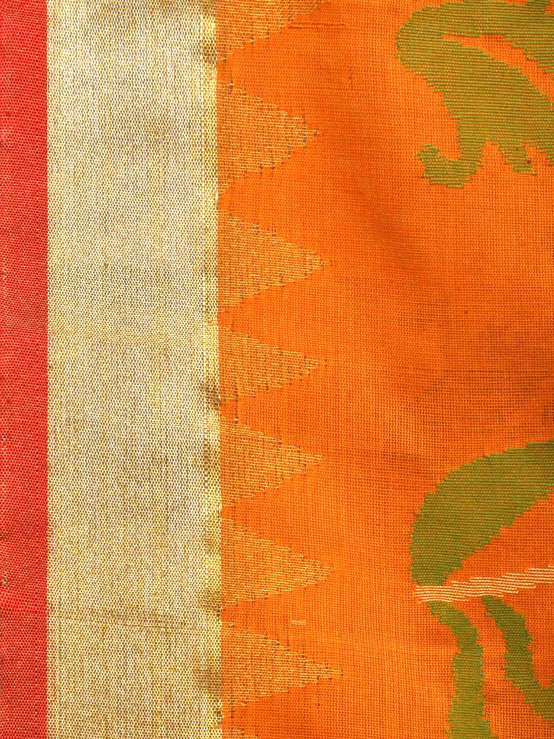 Orange Khadi Cotton Handloom Saree with All Over Design kh0515
