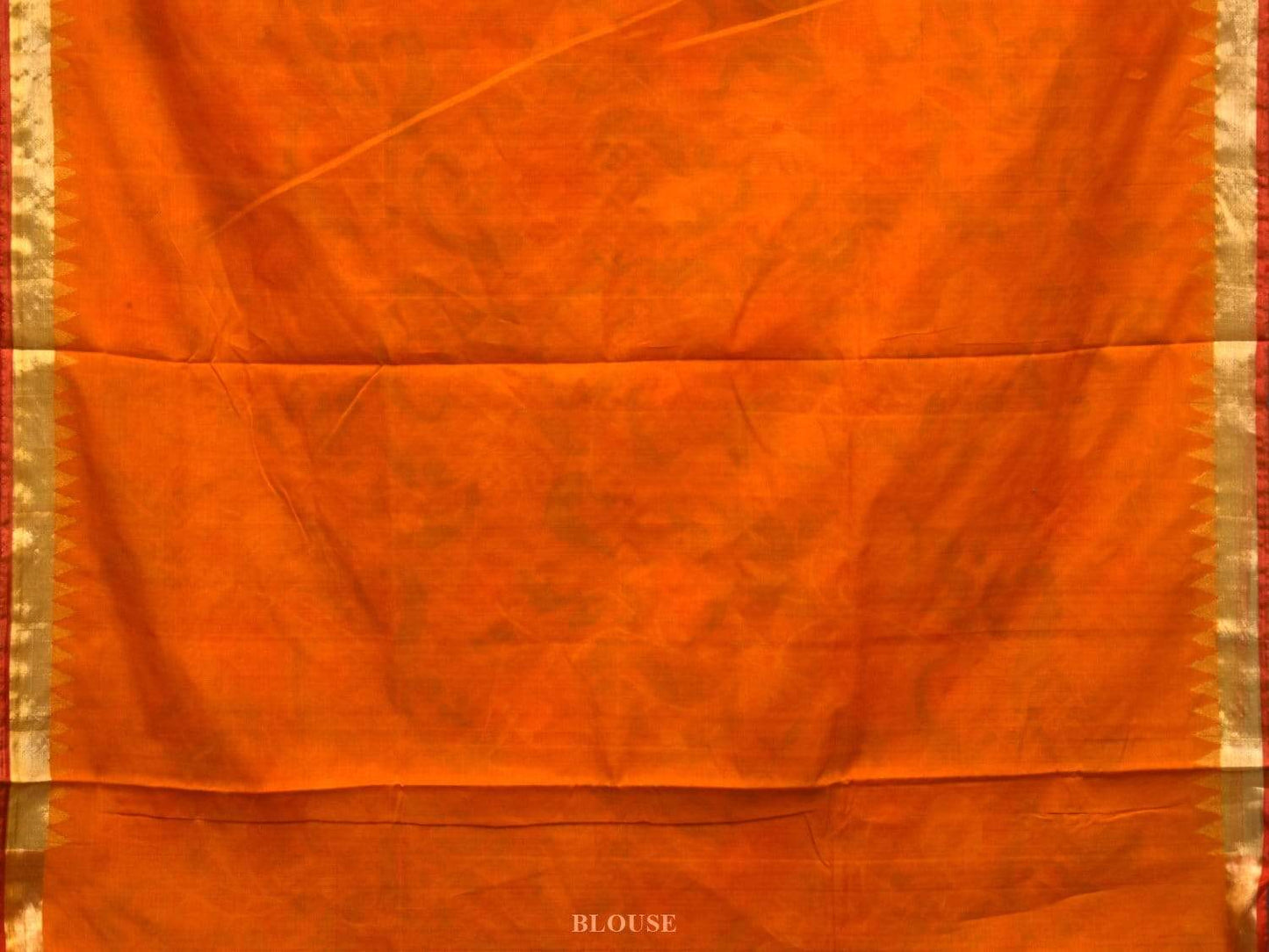 Orange Khadi Cotton Handloom Saree with All Over Design kh0515