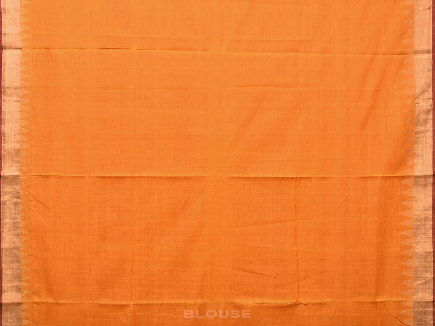 Orange Khadi Cotton Handloom Saree with Big Lotus Pallu Design kh0619