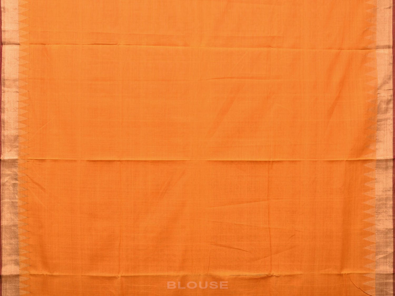 Orange Khadi Cotton Handloom Saree with Big Lotus Pallu Design kh0619
