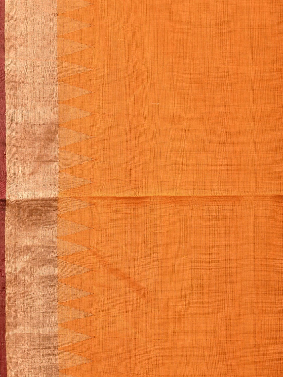Orange Khadi Cotton Handloom Saree with Big Lotus Pallu Design kh0619