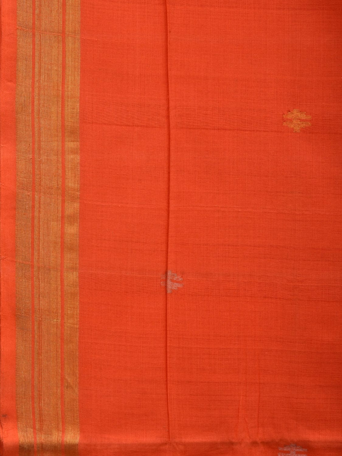 Orange Khadi Cotton Handloom Saree with Flowers Pallu Design kh0581